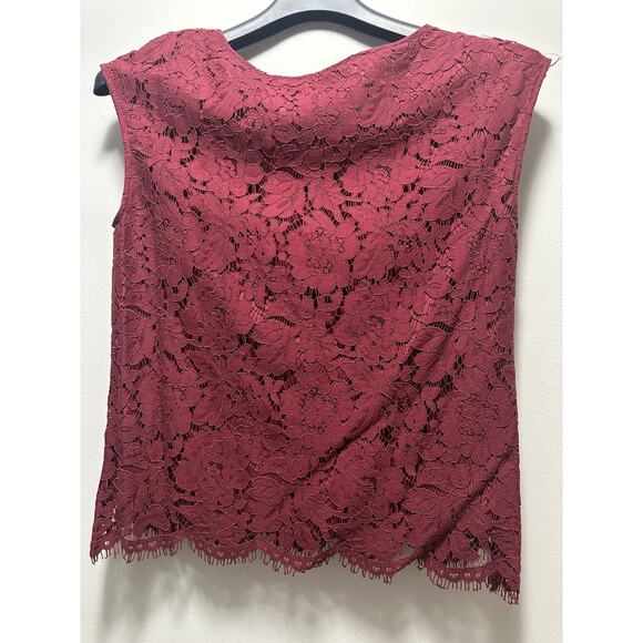 Premise Studio Women’s Small Burgundy Lace Sleeveless Top Scoop Neck Lined - Picture 1 of 8